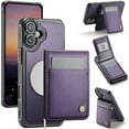 thumbnail image 1 of Compatible Magsafe 2 in 1 Detachable iPhone 16 Wallet Case with Card Holder Women Men,Magnetic PU Leather RFID Blocking Flip Kickstand Credit Slots Luxury Leather Case for iPhone 16, Purple, 1 of 12