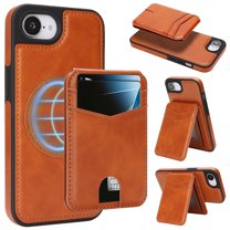 Compatible with Magsafe 2 in 1 Detachable for iPhone 16e Wallet Case with Card Holder Women Men, Magnetic PU Leather RFID Blocking Flip Kickstand Credit Slots,for iPhone 16e, Lightbrown