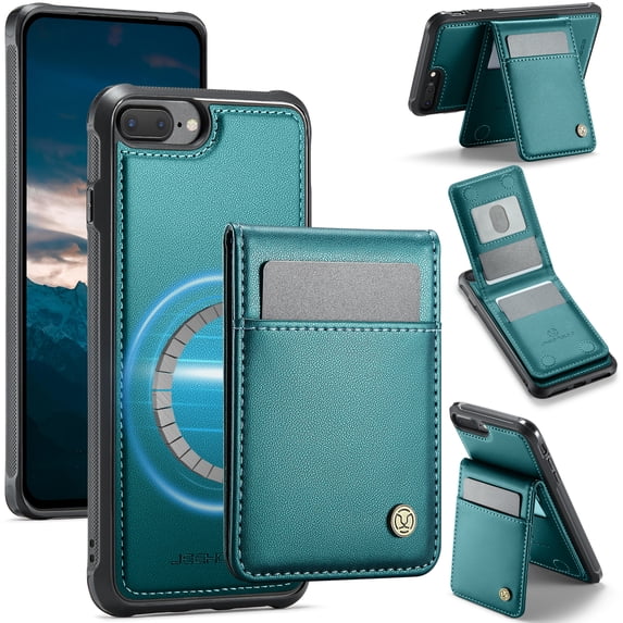 Compatible Magsafe 2 in 1 Detachable iPhone 8 Plus/7 Plus Wallet Case with Card Holder Women Men,Magnetic PU Leather RFID Blocking Flip Kickstand Credit Slots Case for iPhone 8 Plus/7 Plus, Blue