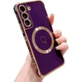thumbnail image 1 of Compatible with Magsafe Case for Samsung Galaxy S21 6.2 '',Heart Pattern Electroplated Design Soft TPU Shockproof Protective Full Camera Lens Protection Magnetic Case-Deep Purple, 1 of 12