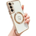 thumbnail image 1 of Compatible with Magsafe Case for Samsung Galaxy S21,Heart Pattern Electroplated Design Soft TPU Shockproof Protective Full Camera Lens Protection Magnetic Case for Samsung Galaxy S21-White, 1 of 13
