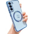 thumbnail image 1 of Compatible with Magsafe Case for Samsung Galaxy S21,Heart Pattern Electroplated Design Soft TPU Shockproof Protective Full Camera Lens Protection Magnetic Case for Samsung Galaxy S21-Blue, 1 of 6