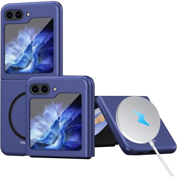 Compatible with Magsafe Case for Samsung Galaxy Z Flip 5 Case,Luxury Magnetic Case with Hinge Protection Non-Slip Anti-Scratches Slim Fit Protective Cover for Samsung Z Flip 5 Phone Cases Blue