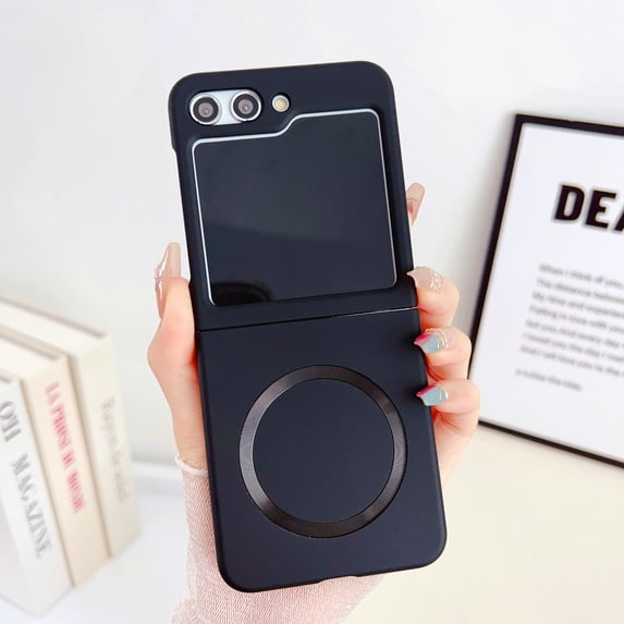 Compatible with Magsafe Case for Samsung Galaxy Z Flip 5 Case, Luxury Matte Skin Magnetic Bumper Shockproof Protective Anti-Scratch Hard Cover Phone Case for Samsung Galaxy Z Flip 5 5G, Black