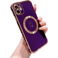 thumbnail image 1 of Compatible with Magsafe Case for iPhone 11,Love Heart Pattern Electroplated Design Soft TPU Shockproof Protective Full Camera Lens Protection Magnetic Case for iPhone 11-Deep Purple, 1 of 12