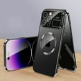 thumbnail image 1 of Compatible with Magsafe Case for iPhone 16 Pro, Anti Peeping Front Privacy Glass Cover 360 Degree Double-Sided Protection Magnetic Adsorption Metal Bumper for iPhone 16 Pro, Black, 1 of 7