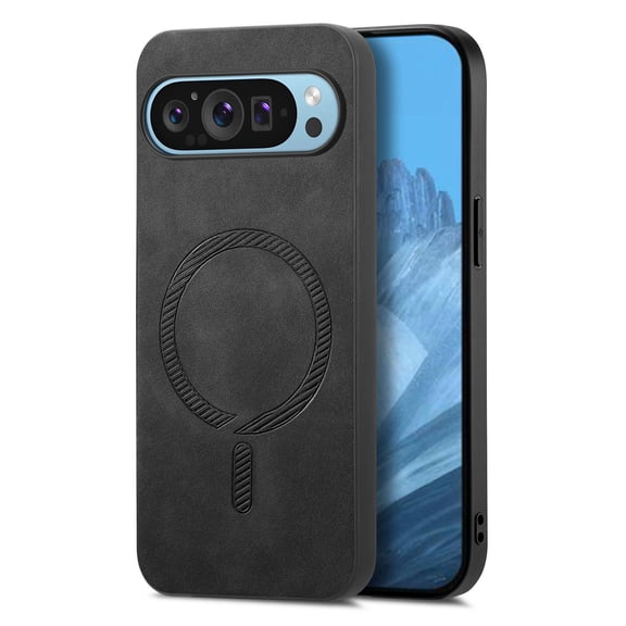 Compatible with Magsafe for Google Pixel 7 Pro Case, Luxury PU Leather Skin-Feel Magnetic Design Back Protective Phone Cover Case Support Car Mount Holder for Google Pixel 7 Pro, Black