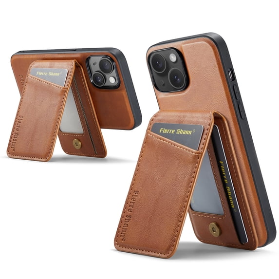 Compatible with Magsafe Magnetic 2 in 1 Detachable Wallet Case with Card Holder for iPhone 14, for Women Men, PU Leather Flip Kickstand Credit Slots for iPhone 14, Brown