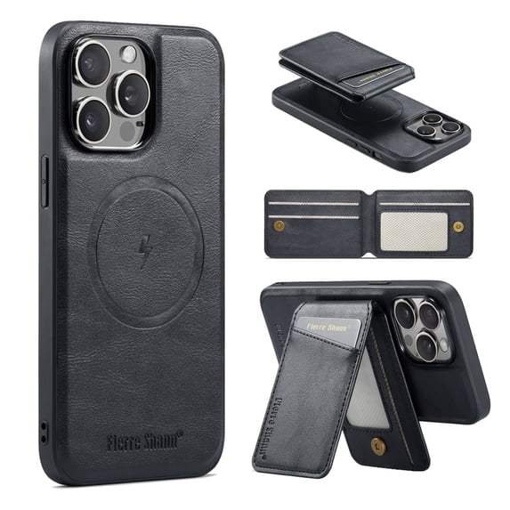 Compatible with Magsafe Magnetic 2 in 1 Detachable Wallet Case with Card Holder for iPhone 16 Pro Max, for Women Men, PU Leather Flip Kickstand Credit Slots for iPhone 16 Pro Max, Black
