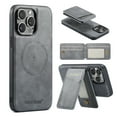 thumbnail image 1 of Compatible with Magsafe Magnetic 2 in 1 Detachable Wallet Case with Card Holder for iPhone 16 Pro, for Women Men, PU Leather Flip Kickstand Credit Slots for iPhone 16 Pro, Gray, 1 of 10