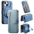 thumbnail image 1 of Compatible with Magsafe, Magnetic 2 in 1 Detachable Wallet Case for iPhone 14 Plus, with Credit Card Slots Men Women, PU Leather RFID Blocking Flip Kickstand with Finger Ring, Blue, 1 of 11