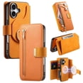 thumbnail image 1 of Compatible with Magsafe, Magnetic 2 in 1 Detachable Wallet Case for iPhone 16 Plus, with Credit Card Slots Men Women, PU Leather RFID Blocking Flip Kickstand with Finger Ring, Yellow, 1 of 11