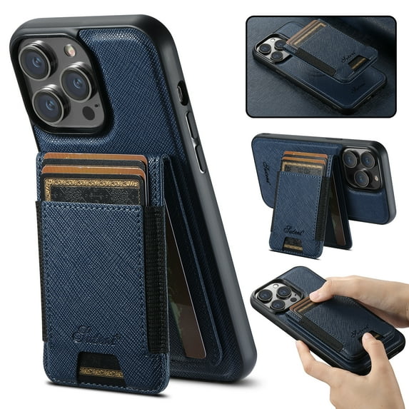 Compatible Magsafe Magnetic 2 in 1 Detachable iPhone 16 Wallet Case with Card Holder Credit Slots Men Women,PU Leather RFID Blocking Flip Kickstand for iPhone 16,Blue