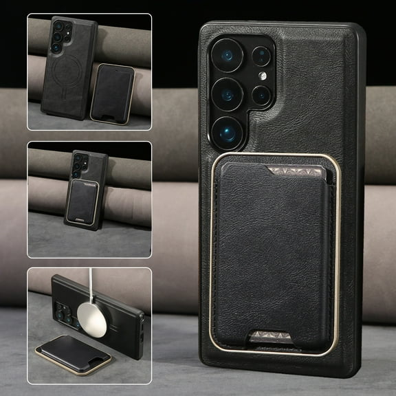 Compatible with Magsafe Wireless Charging 2 in 1 Detachable for Samsung Galaxy A16 5G/4G Wallet Case with Card Slot Women Men, Classic Magnetic PU Leather Flip Cover for Galaxy A16 5G/4G, Black