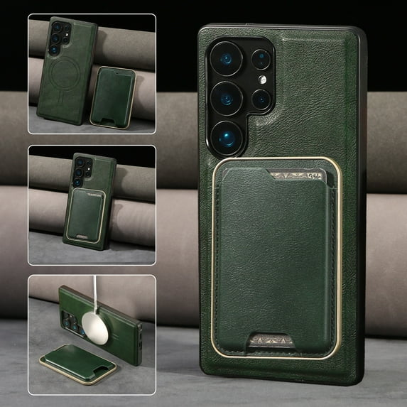 Compatible with Magsafe Wireless Charging 2 in 1 Detachable for Samsung Galaxy S23 Plus Wallet Case with Card Slot Women Men, Classic Magnetic PU Leather Flip Cover for Galaxy S23 Plus, Green