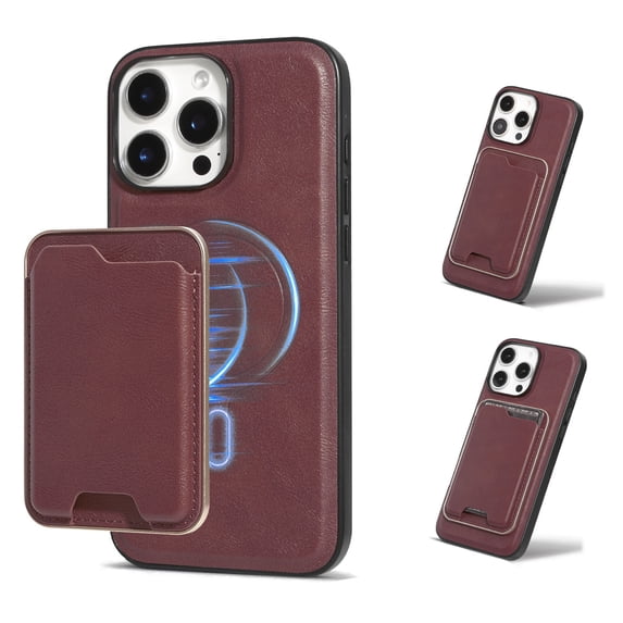 Compatible with Magsafe Wireless Charging 2 in 1 Detachable for iPhone 13 Pro Max Wallet Case with Card Slot Women Men, Classic Magnetic PU Leather Flip Cover for iPhone 13 Pro Max, Winered