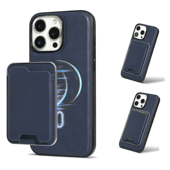 Compatible with Magsafe Wireless  Charging 2 in 1 Detachable for iPhone 13 Pro Wallet Case with Card Slot Women Men, Classic Magnetic PU Leather Flip Cover for iPhone 13 Pro, Blue