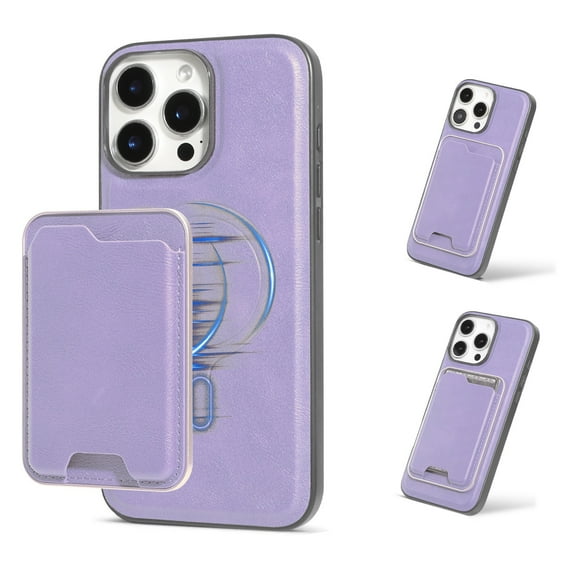 Compatible with Magsafe Wireless Charging 2 in 1 Detachable for iPhone 16 Pro Wallet Case with Card Slot Women Men, Classic Magnetic PU Leather Flip Cover for iPhone 16 Pro, Purple