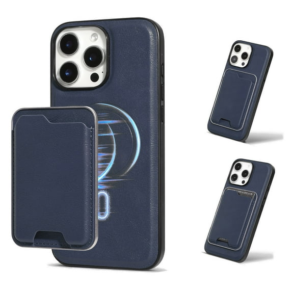 Compatible with Magsafe Wireless Charging 2 in 1 Detachable for iPhone 16 Wallet Case with Card Slot Women Men, Classic Magnetic PU Leather Flip Cover for iPhone 16, Blue