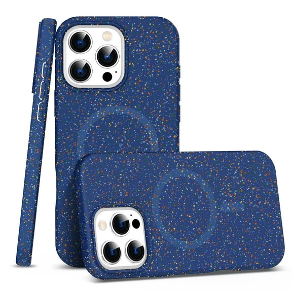 Compatible with Magsafe for iPhone 12 Pro Max Case, Silicone + PC Case, Stylish Colorful Point Print Shockproof Protective Cover Slim Thin Anti-Scratch Phone Case for iPhone 12 Pro Max - Navyblue