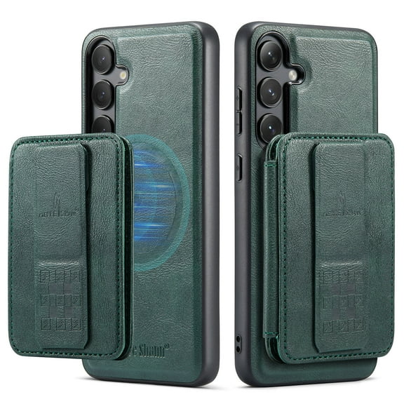 Compatible with Magsafe for iPhone 14 Plus Wallet Case Magnetic Card Holder, RFID Blocking 2 in 1 Detachable Back Flip Kickstand Vintage PU Leather Shockproof Case for Women Men, Green