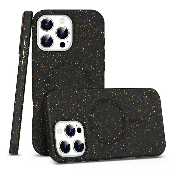 Compatible with Magsafe for iPhone 14 Pro Case, Silicone + PC Case, Stylish Colorful Point Print Shockproof Protective Cover Slim Thin Anti-Scratch Phone Case for iPhone 14 Pro - Black