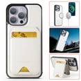 thumbnail image 1 of Compatible with Magsafe for iPhone 14 Pro Wallet Case Magnetic Card Holder, RFID Blocking 2 in 1 Detachable Kickstand Premium PU Leather Shockproof Back Phone Case for Women Men,White, 1 of 11