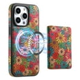 thumbnail image 1 of Compatible with Magsafe for iPhone 15 Plus Wallet Desinging Flowers Rugged Phone Case with Card Holder Kickstand RFID Blocking Flip Cover Credit Card Slots PU Leather Men Women,Green, 1 of 9