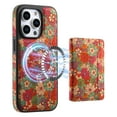 thumbnail image 1 of Compatible with Magsafe for iPhone 15 Plus Wallet Desinging Flowers Rugged Phone Case with Card Holder Kickstand RFID Blocking Flip Cover Credit Card Slots PU Leather Men Women,Red, 1 of 9
