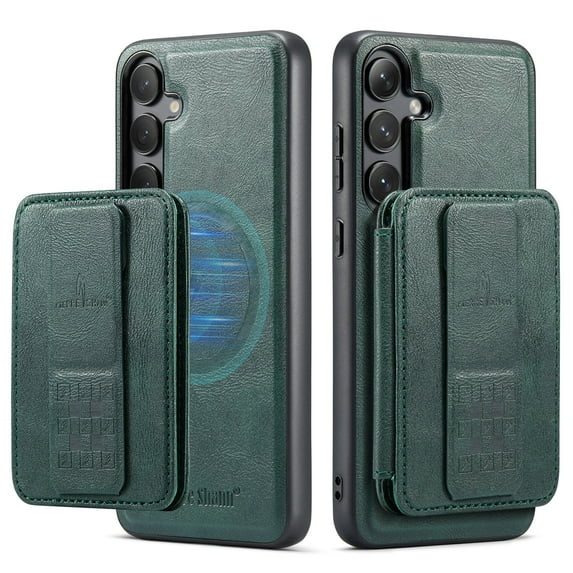 Compatible with Magsafe for iPhone 15 Wallet Case Magnetic Card Holder, RFID Blocking 2 in 1 Detachable Back Flip Kickstand Vintage PU Leather Shockproof Case for Women Men, Green