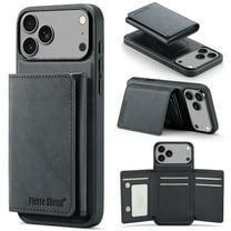 Compatible with Magsafe for iPhone 17 Pro Wallet Case Magnetic Card Holder, RFID Blocking 2 in 1 Detachable Kickstand Shockproof Phone Cover for Women Men, for iPhone 17 Pro, Black