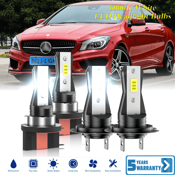 Compatible with Mercedes-Benz CLA250 2013-2019 – H15 H7 LED Headlight Bulbs KIT High Low Beam Combo (Pack of 4) , 6000K White Super Bright, Plug and Play
