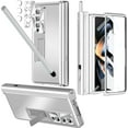 thumbnail image 1 of Compatible Metal Samsung Z Fold 4 Case with S Pen & Pen Holder,6 in 1 All-Inclusive Heavy Duty Protective Screen Protector Phone Case for Galaxy Z Fold 4 Stand Case,Fold 4 Case Pen Holder Silver, 1 of 14