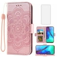 thumbnail image 1 of Compatible with Moto G Stylus 2020 MotoG Pro Wallet Phone Case and Tempered Glass Screen Protector Flip Credit Card Holder Stand Mandala Flower Cell Cover for Motorola GStylus XT2043-4 Women Pink, 1 of 9