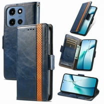 Compatible with Moto G Stylus 5G (2025) Wallet Case, Vintage PU Leather Classic Magnetic Clasp Flip Kickstand Folio Case with Card Holders RFID Blocking [Shockproof TPU Inner Shell] Cover,Darkblue