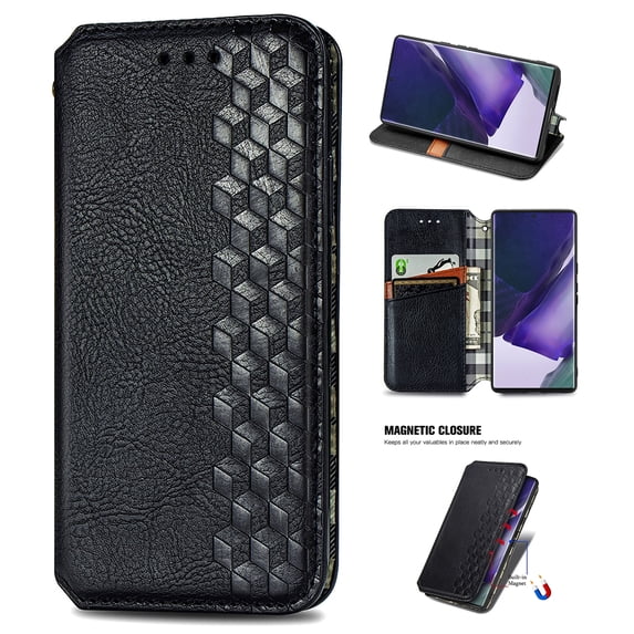 Compatible for Motorola G Stylus 5G (2024) Wallet Case, Embossed Pattern PU Leather Magnetic Suction Flip Cover with Credit Card Holder Kickstand Anti-Scratch Shockproof Case, Black