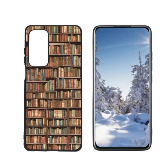 Compatible with Motorola MOTO Edge 5G UW Phone Case, Vintage-bookshelf-patterns-5 Case Silicone Protective for Teen Girl Boy Case for Motorola MOTO Edge 5G UW