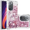 thumbnail image 1 of Compatible with Motorola Moto Edge Plus 2022 Case Glitter Liquid Cute Clear Phone Case Floating Quicksand Shockproof Protective Bumper Soft TPU Case for Moto Edge Plus 2022 5G Love Rose YB, 1 of 13