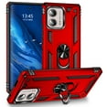 thumbnail image 1 of Compatible with Motorola Moto Edge Plus 2023 Case,with 360 Ring Holder Kickstand Card case,Armor Military Grade Protection Hybrid Silicone TPU PC Rugged Case,Magnetic with Car Mount Cover,Red, 1 of 7
