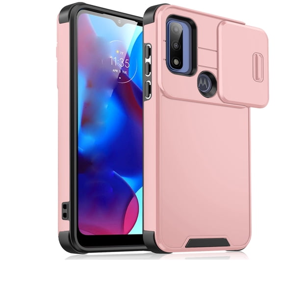 Compatible with Motorola Moto G 5G (2024) Case with Camera Lens Cover , Military Grade Drop Protection, Shockproof Anti-fall Anti-scratch Non-slipping Heavy Duty Protective Phone Case,Pink