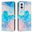 thumbnail image 1 of Compatible for Motorola Moto G 5G 2024 Wallet Case, [Stand Feature] [Wrist Strap] [Credit Cards Holder] New Marble Pattern Premium PU Leather Flip Protective Cover, Green, 1 of 9