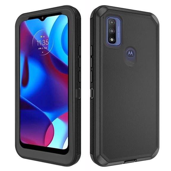 Compatible with Motorola Moto G Play 2023/Moto G Power 2022/G Pure 2021 Phone Case Hybrid Rugged Shockproof Hard Protective Drop Proof Full Body Heavy Duty Mobile Cell Cover for Women Men Black