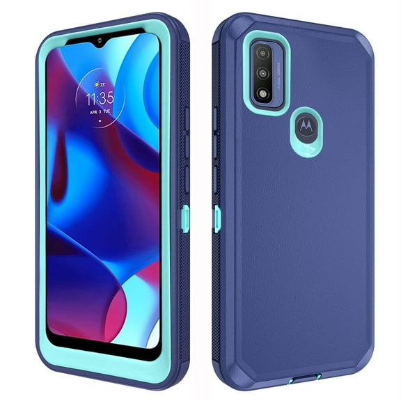 Compatible with Motorola Moto G Play 2023/Moto G Power 2022/G Pure 2021 Phone Case Hybrid Rugged Shockproof Hard Protective Drop Proof Full Body Heavy Duty Mobile Cell Cover for Women Men Blue