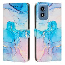 Compatible for Motorola Moto G Play 4G 2024 Wallet Case, [Stand Feature] [Wrist Strap] [Credit Cards Holder] New Marble Pattern Premium PU Leather Flip Protective Cover, Green