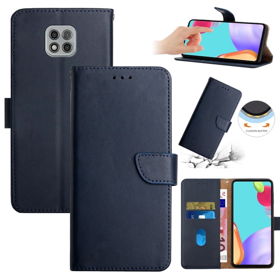 Compatible with Motorola Moto G Power 2021 Vintage Wallet || Real Leather Wallet Phone Case || Genuine Leather with Viewing Stand & Card Holder || Magnetic Flip Folio Cover with Card Slot, Blue