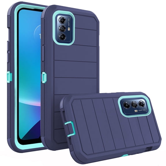 Compatible with Motorola Moto G Power 2022/G Play 2023/G Pure 2021 Phone Case Hybrid Rugged Shockproof Hard Protective Drop Proof Full Body Heavy Duty Mobile Cell Cover for XT2271DL Women Men Blue