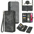 thumbnail image 1 of Compatible with Motorola Moto G Power 2022/MotoG Play 2023/G Pure 2021 Phone Case Zipper Wallet Screen Protector Strap Flip Card Holder Cell Cover for XT2271DL XT2165DL XT2163DL XT2165-5 Black, 1 of 7