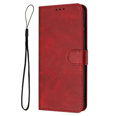 Compatible with Motorola Moto G Power (2025) Wallet Case, PU Leather Flip Folio Case with Card Holders RFID Blocking Kickstand [Shockproof TPU Inner Shell] Rugged Phone Cover With Strap,Red
