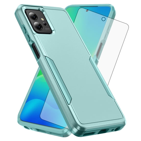 Compatible with Motorola Moto G Power 5G 2023 Phone Case Tempered Glass Screen Protector Hybrid Rugged Shockproof Hard Protective Drop Proof Full Body Heavy Duty Mobile Cell Cover for GPower G5 Green