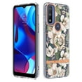 thumbnail image 1 of Compatible for Motorola Moto G Pure/Moto G Power 2022 Case with Ring Kickstand Holder Clear Floral Pattern Hybrid PC TPU Shockproof Protective Phone Case Cover for Women Girls, White Flower, 1 of 5